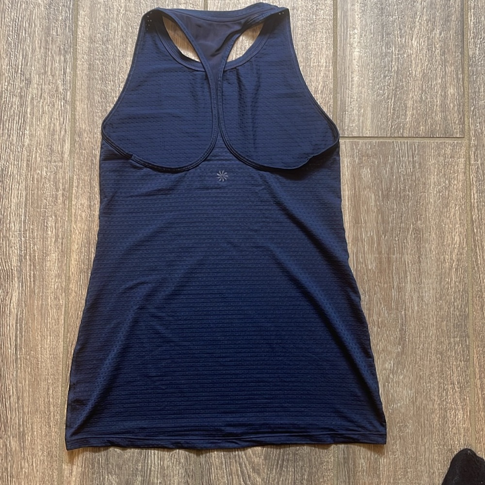 Athleta High Neck Dot Mesh Chi Tank Size XXS in Navy - Picture 5 of 5